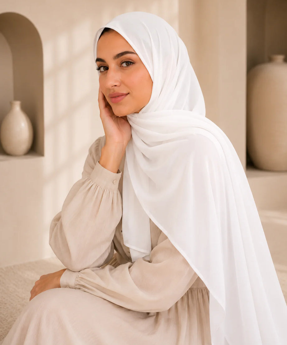 PLAIN GEORGETTE HIJAB - WHITE