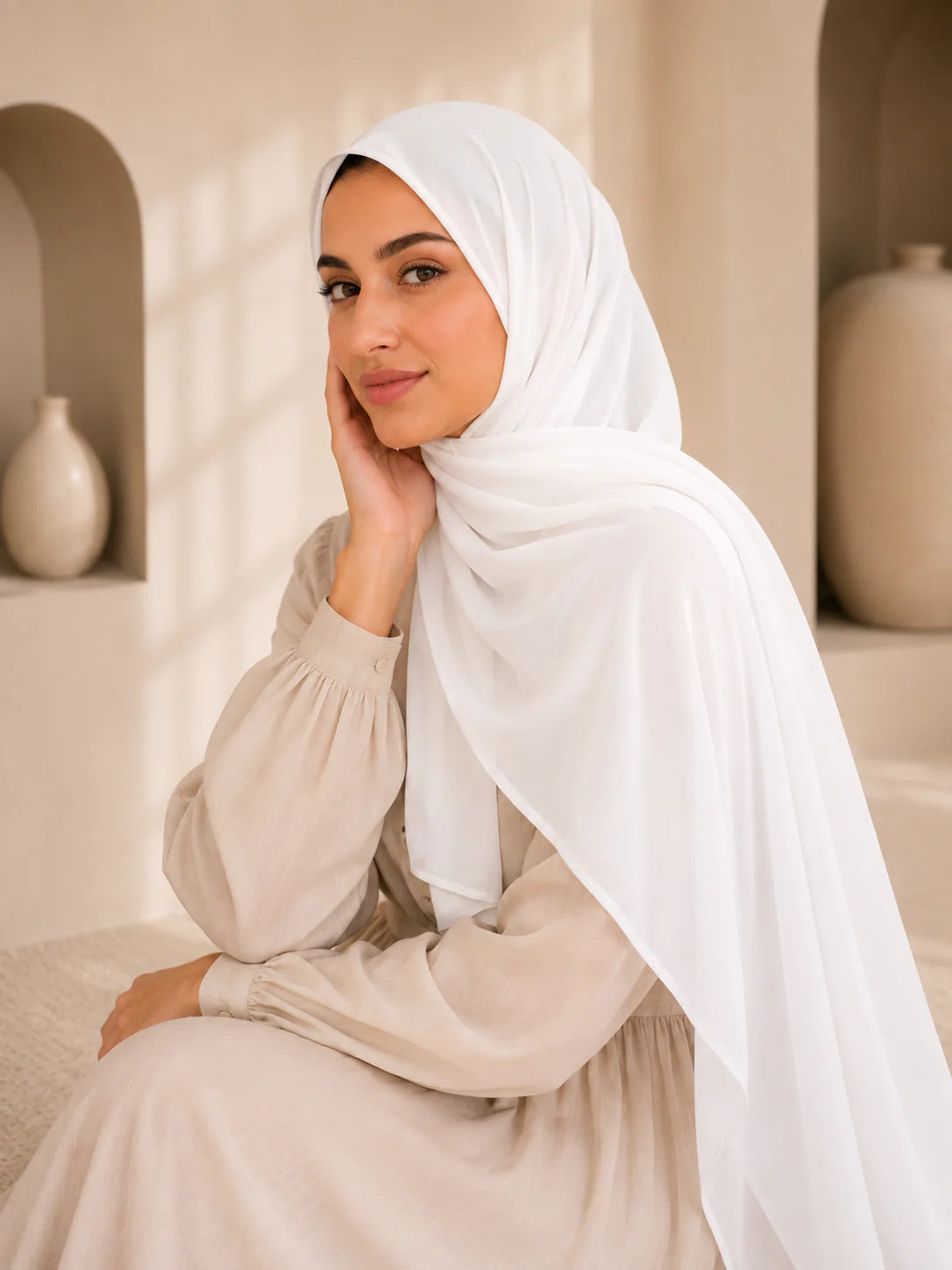 PLAIN GEORGETTE HIJAB - WHITE