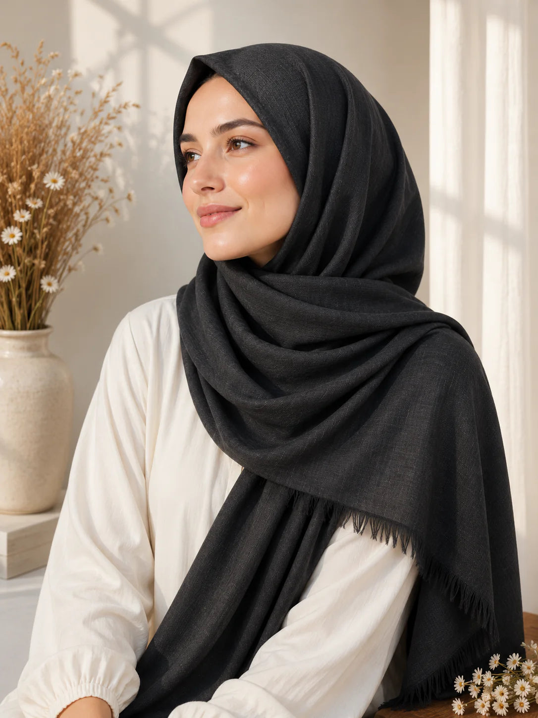 TURKISH LAWN HIJAB – BLACK