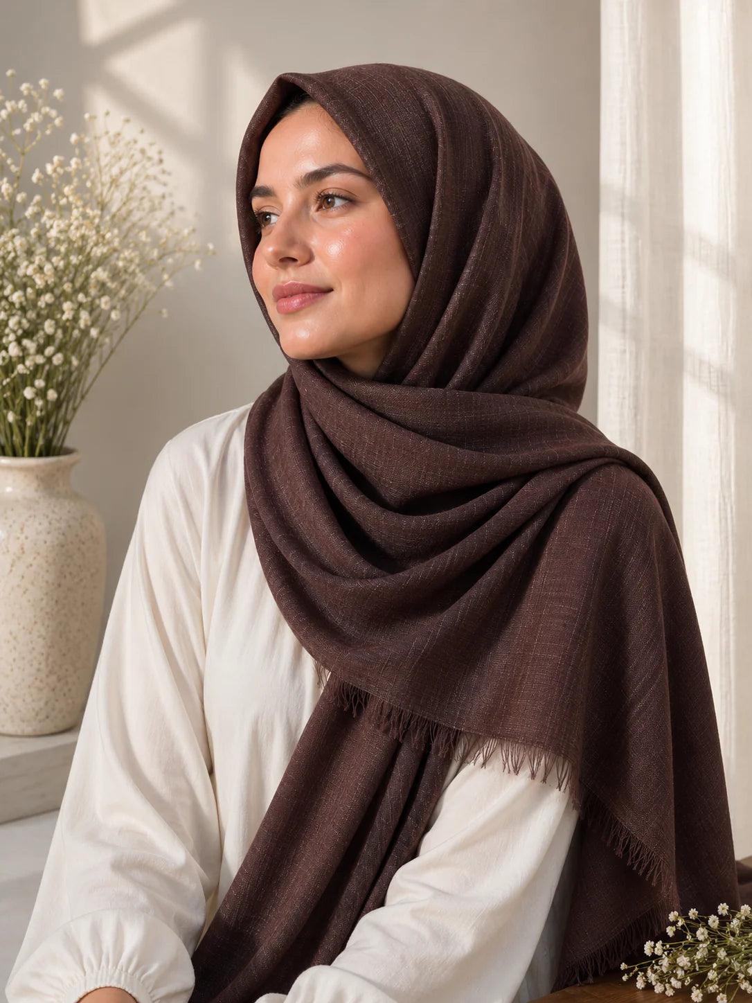 TURKISH LAWN HIJAB – WALNUT