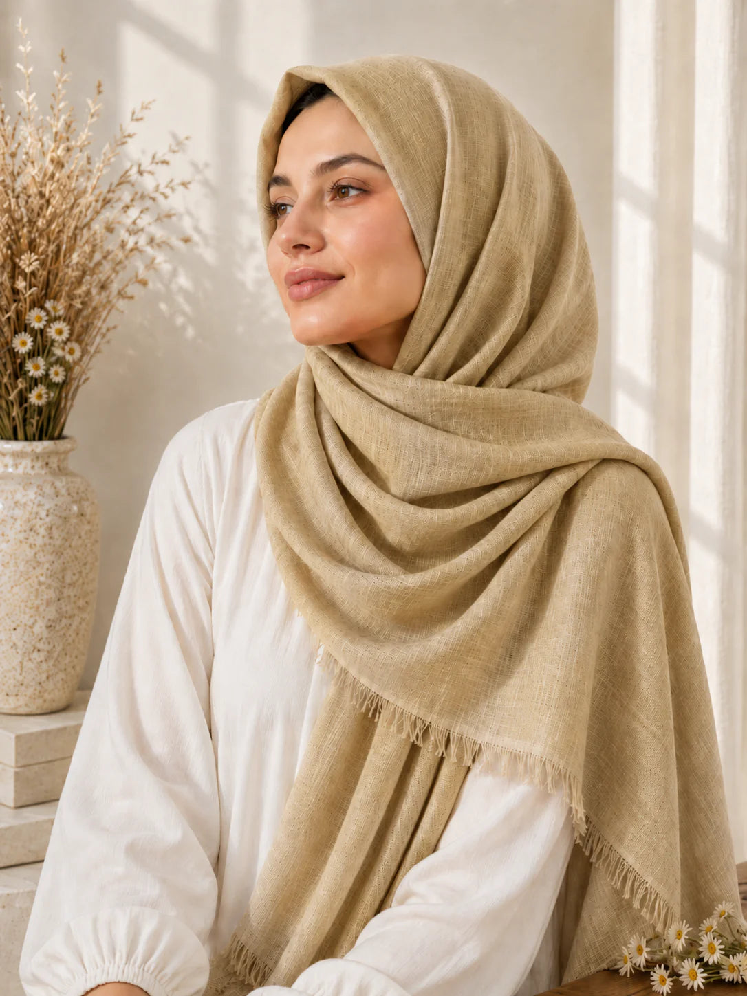 TURKISH LAWN HIJAB – BEIGE