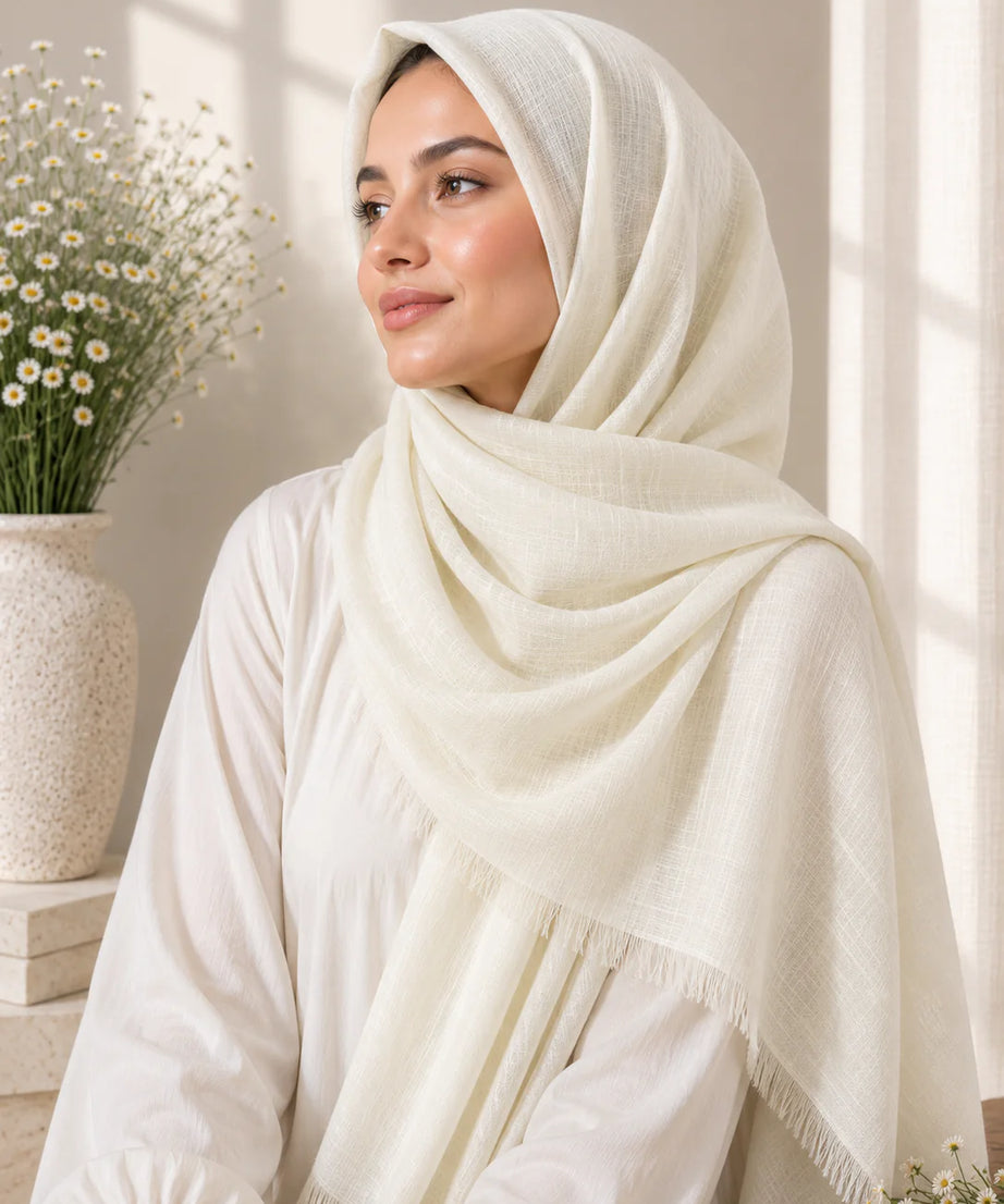 TURKISH LAWN HIJAB – CREAM