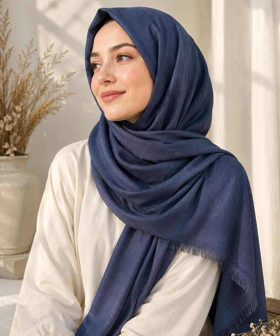 TURKISH LAWN HIJAB – NAVY BLUE