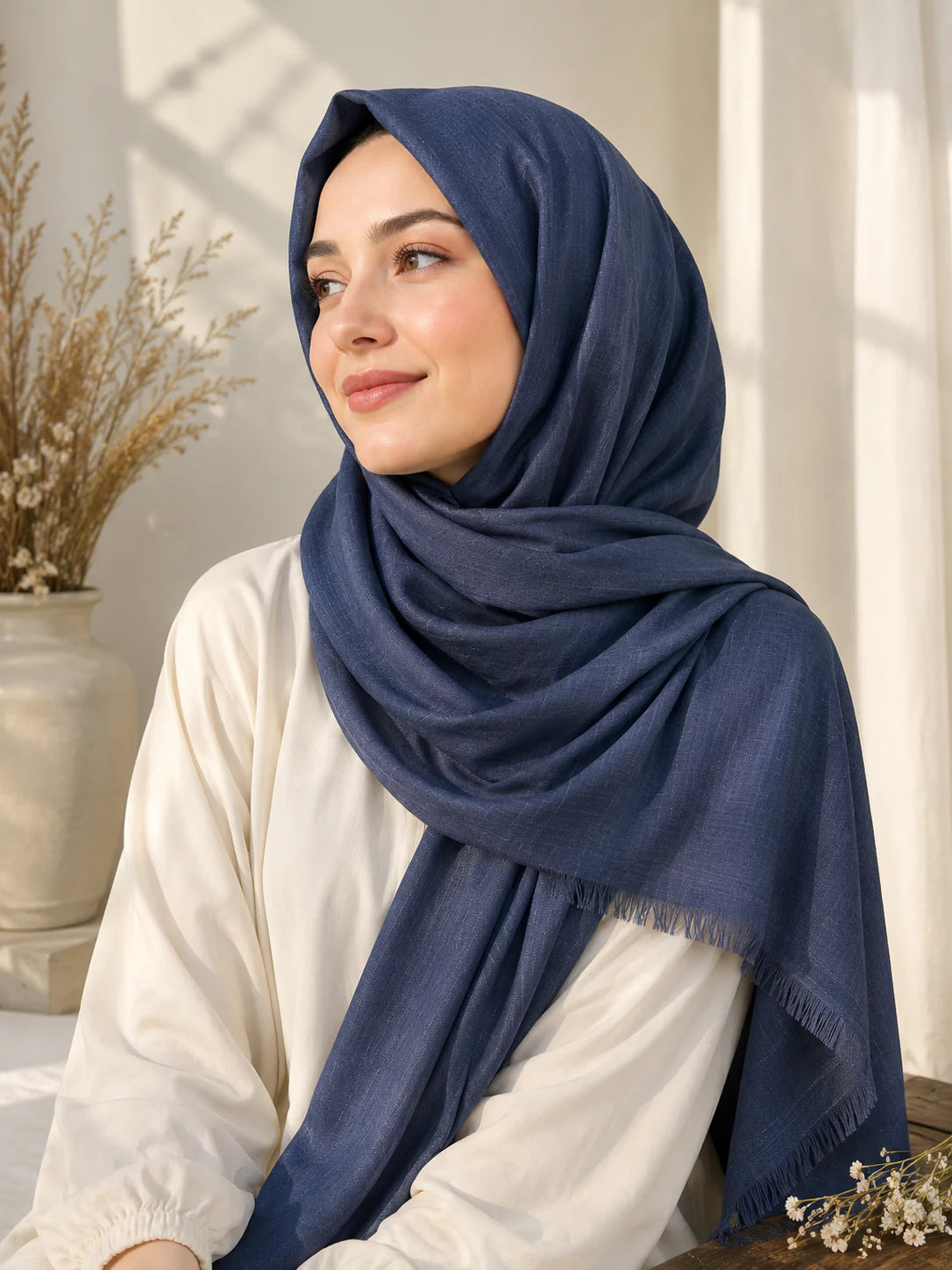 TURKISH LAWN HIJAB – NAVY BLUE