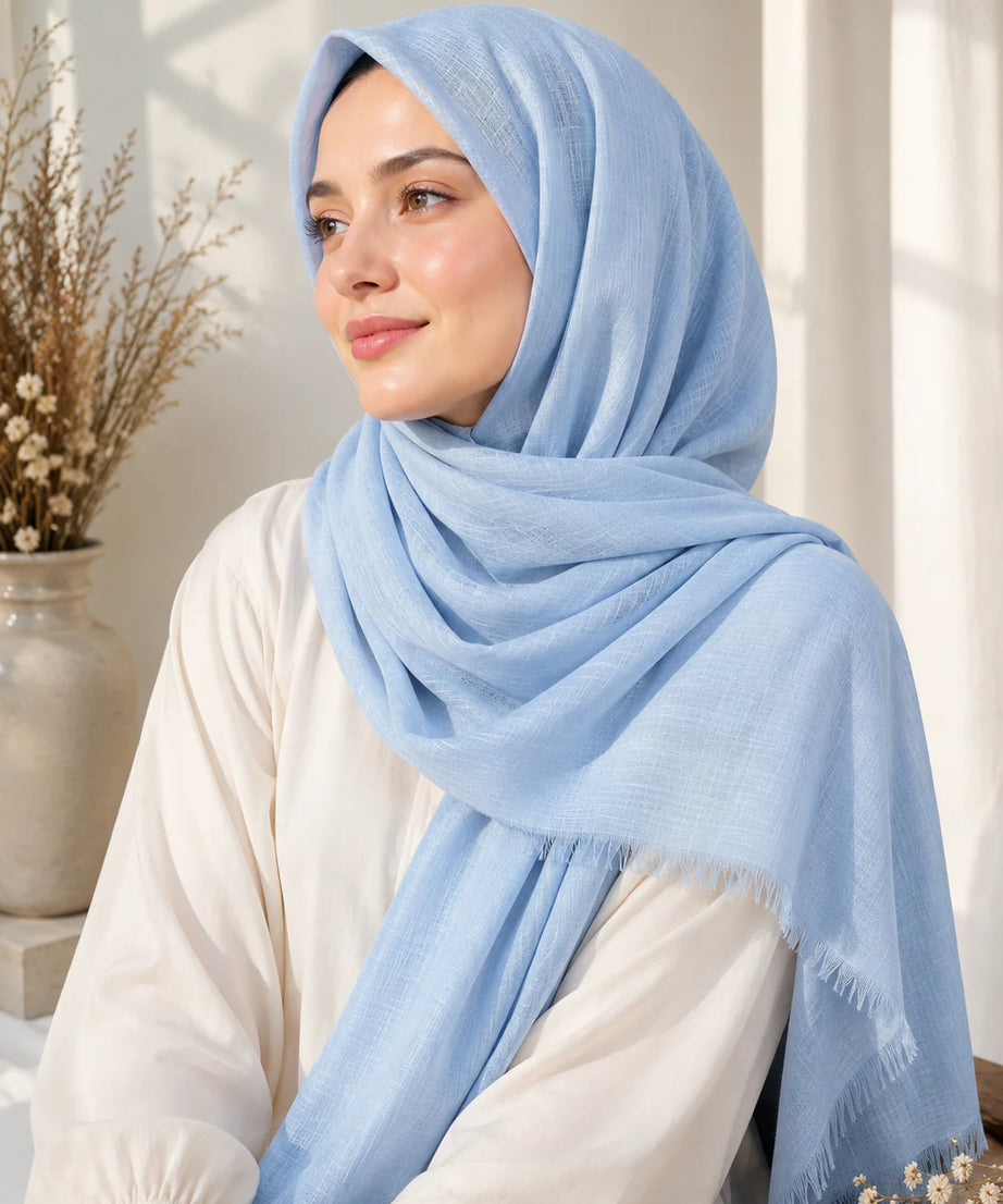TURKISH LAWN HIJAB – SKY BLUE