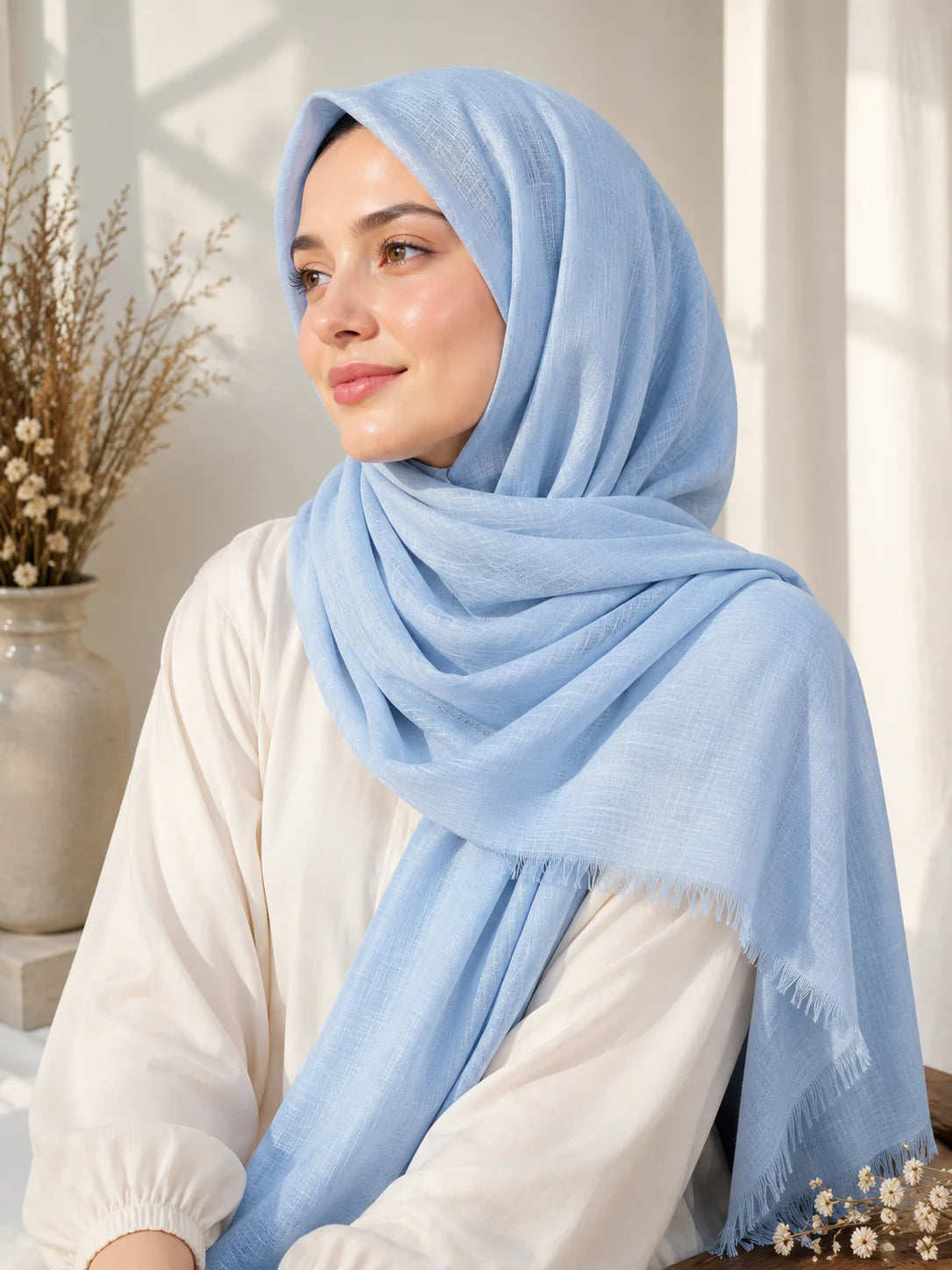 TURKISH LAWN HIJAB – SKY BLUE